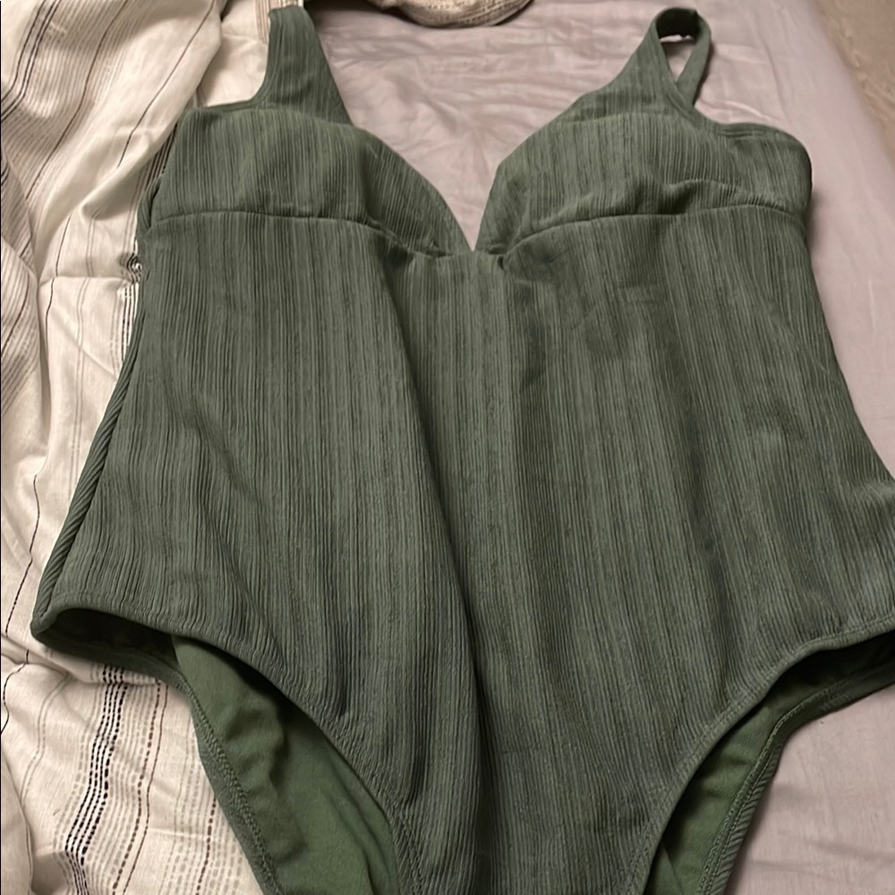 Primark Green Ribbed swimsuit  One Piece